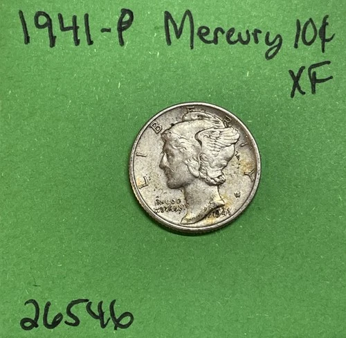 1941-P Mercury Dime 10c 90% Silver Xf Extra Fine See Pictures