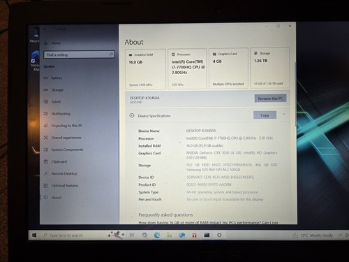 Asus laptop FX553V Core I7 16GB RAM GTX1050 - Picture 11 of 11
