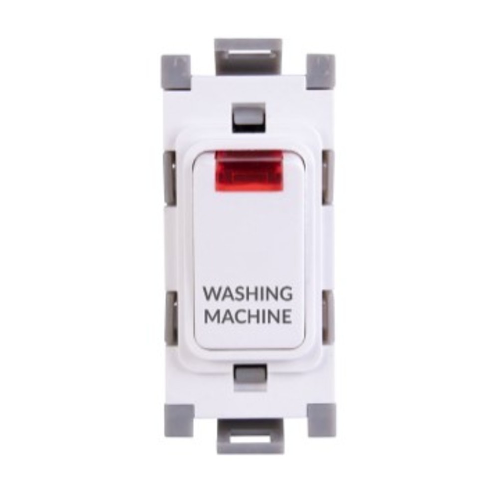 Deta G3574 Grid Switch 20 Amp Double Pole with Neon marked 'WASHING MACHINE'