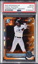 2022 BOWMAN SAPPHIRE EDITION CHROME PROSPECTS ORANGE KAHLIL WATSON 42/50 PSA 10