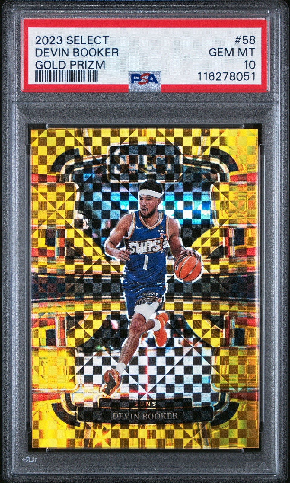2023 SELECT DEVIN BOOKER #58 GOLD PRIZM /10 PSA 10 Gem Mint
