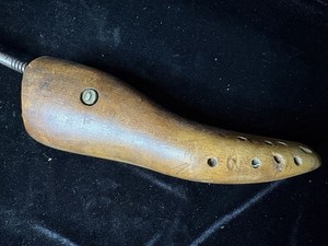 Vintage Wooden Shoe Tree with Metal Handle and Screw Mechanism