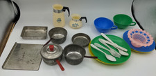Vintage Kids Kitchen Play Toys Pots  Pans, Plates Etc Doll Pretend Mixed Lot