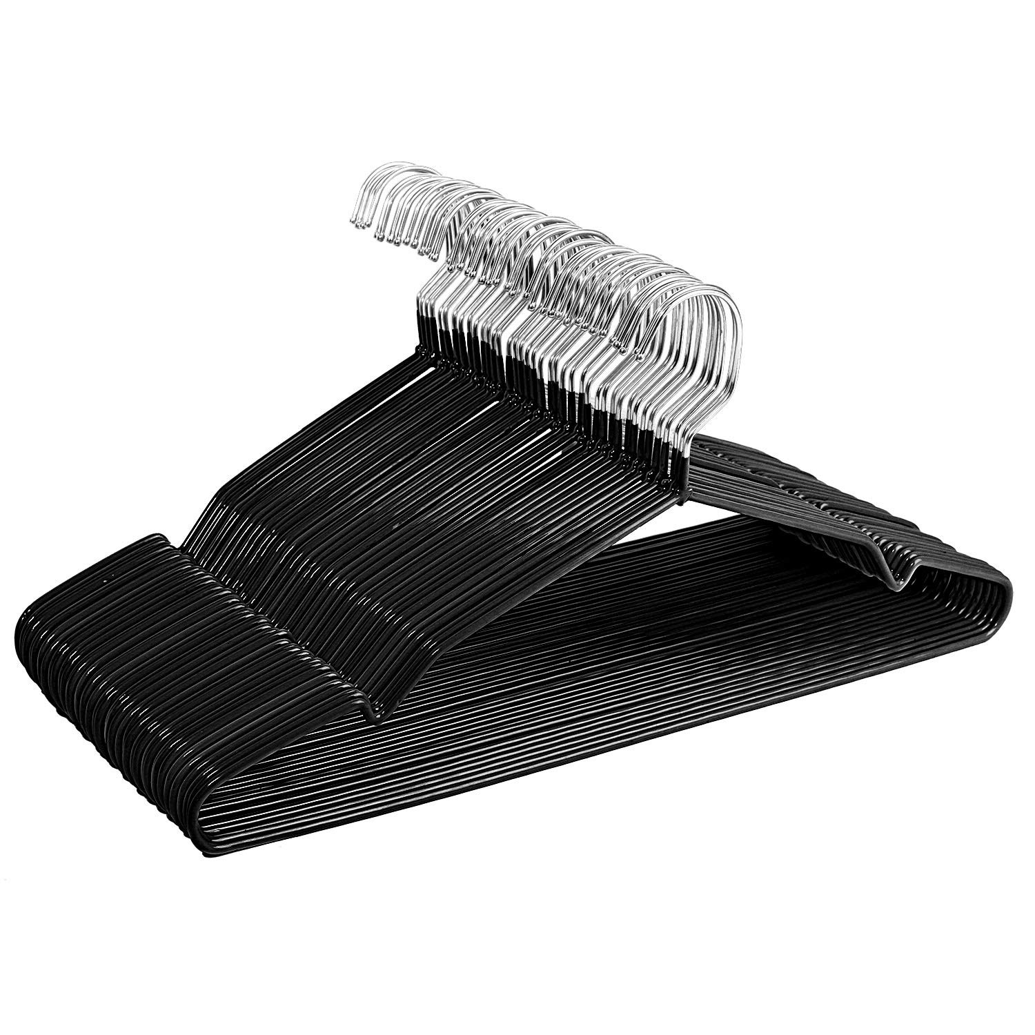 Non-Slip Hanger Metal Hangers Wire Shirt Chrome and Black Friction 40 Pack Space
