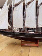 Batela 3 Masted Sailing Ship Atlantica 558, Wooden Hill, Wooden Base 102 X 81 cm