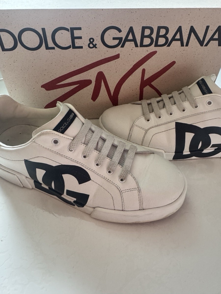Dolce & Gabbana Portofino Bambino Classic DG White Sneakers Size
