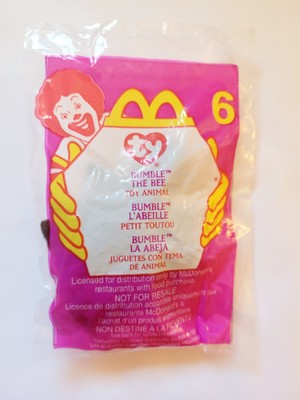 Bumble the Bee McDonalds Ty Minnie Beanie Baby New Old Stock Sealed Free Shipp.