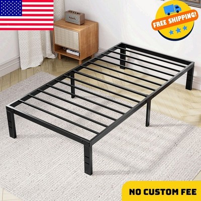 Twin Size 14-inch Metal Platform Bed Frame with Under-Bed Storage, Sturdy Steel