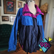 Vintage 90s Hunt Club Colorblock Windbreaker Blue Purple Oversized Nylon