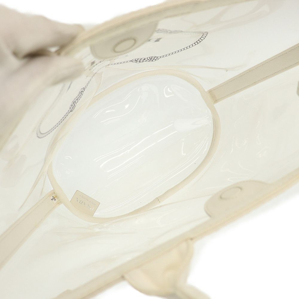 PRADA Tote Bag 1BG187 Canapa White Vinyl Canvas Used AB 281934 from japan thumbnail 6