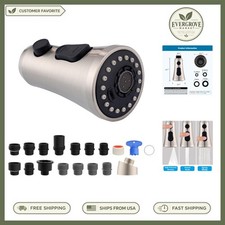 Brushed Nickel Kitchen Faucet Head - 15 Adapters  Easy Install, No Tools Needed
