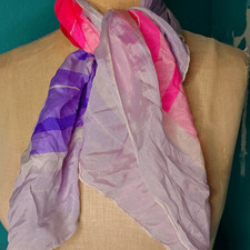 100 Silk Vintage 50s Chiffon Scarf Pink Purple