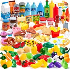 JOYIN 135 Pieces Kids Play Food Set, Value Pretend Food for Play Kitchen with F