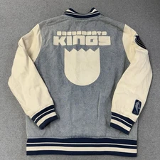 Pro Standard NBA Sacramento Kings White Blue Varsity Jacket Men’s Sz Large NBA
