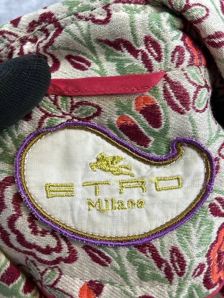 Chaqueta Etro Milano Mujer It 46 Us Grande Beige Verde Rojo Floral Algodón * Foto 3 de 4