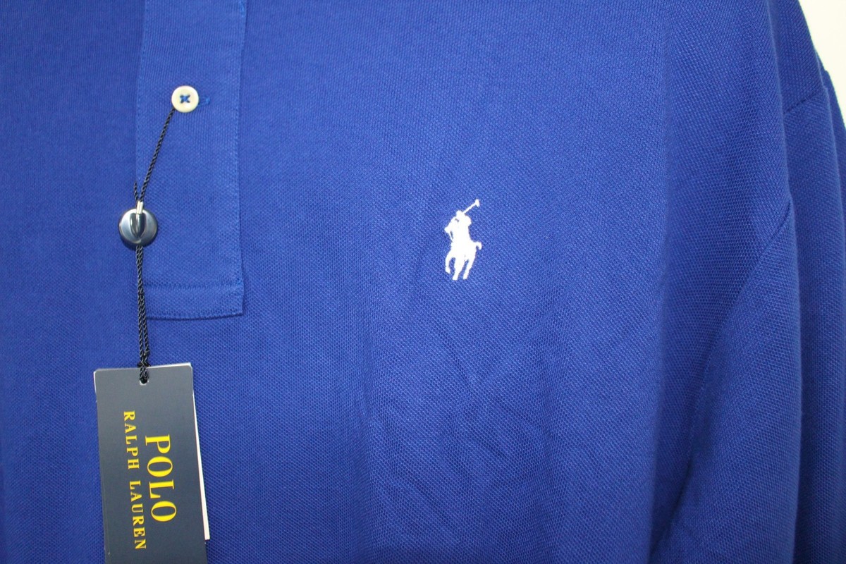 Polo Ralph Lauren Classic-Fit Royal Blue Mesh Pique L/S Polo Shirt - Main Image