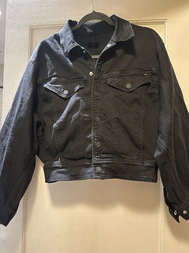 Mother Black Crop the fly away  Jean Jacket Size Large.-NWOT 