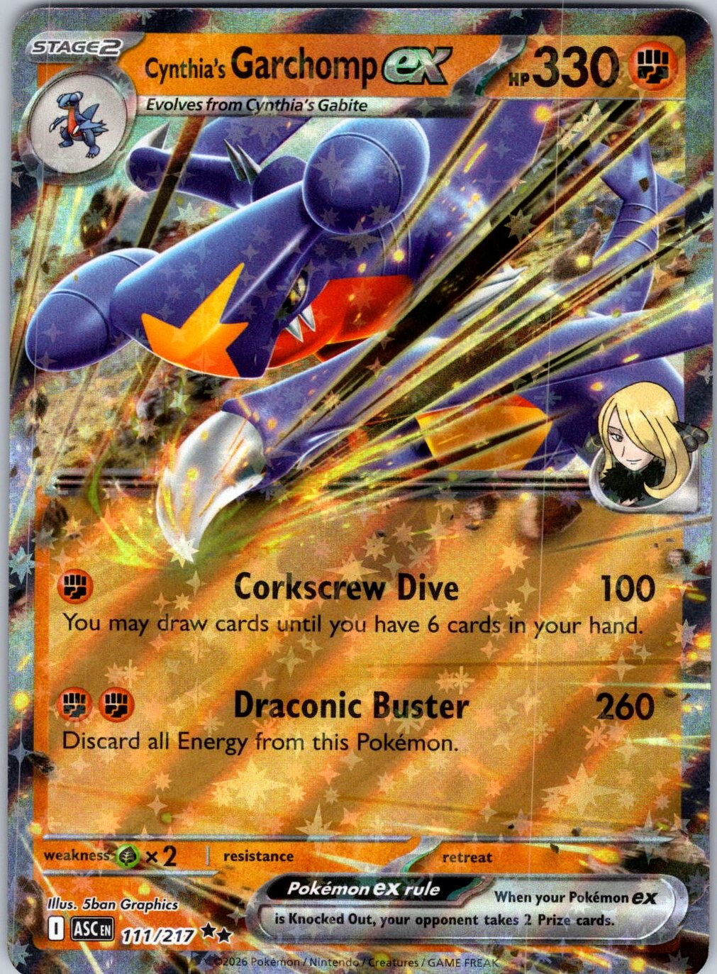 Cynthia's Garchomp ex 111/217 ME: Ascended Heroes Pokemon NM Holo