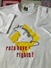 Vintage 90s BUAV Rats have rights Animal rights Tee