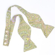 Carrot Gibbs Silk Bowtie Bow Tie Mens Green Purple Paisley Adjustable USA