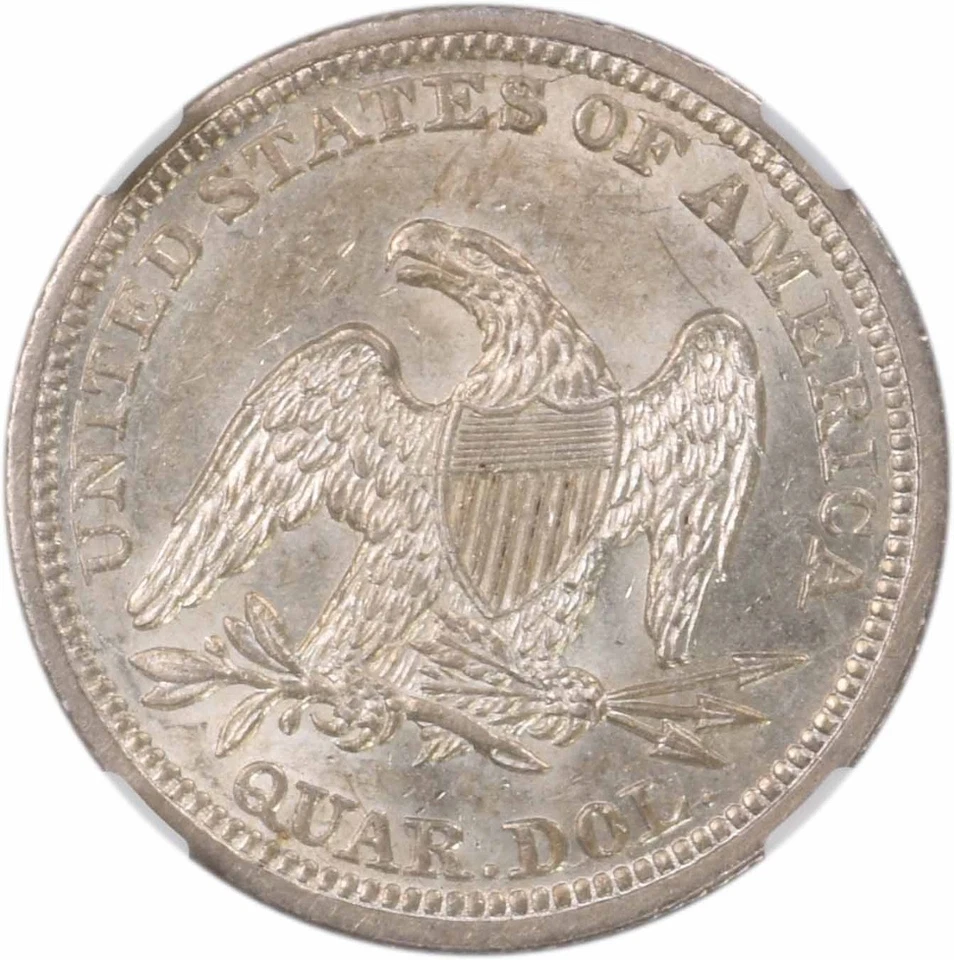 1844 Liberty Seated Silver Quarter MS61 NGC - Image 4 of 4