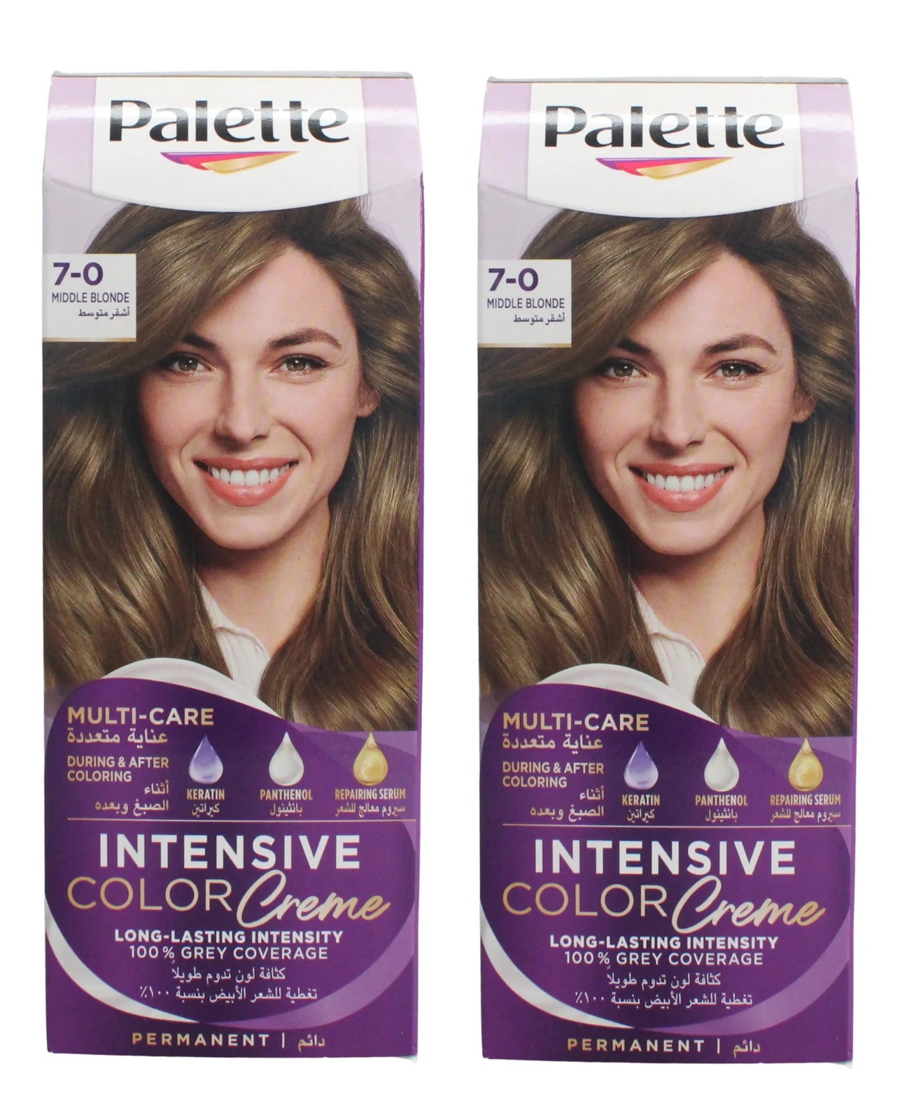 2xSchwarzkopf PALETTE Intensive Color Creme Permanent Hair Dye 7-0 Medium Blonde