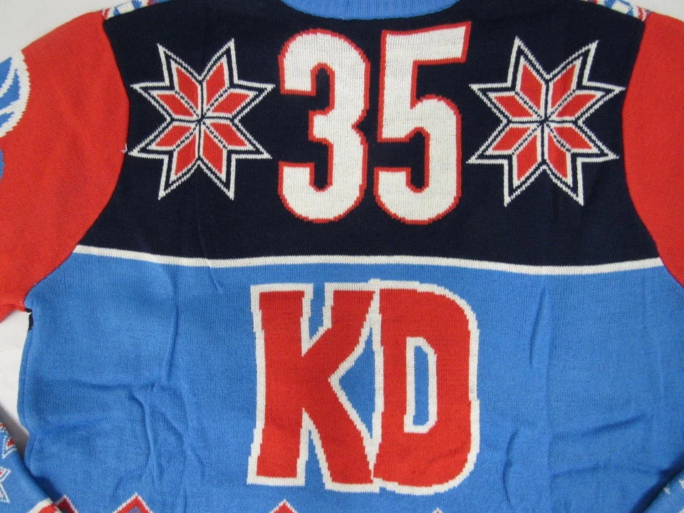 Suéter Kevin Durant #35 Oklahoma City Thunder para Hombres Tallas L-XL Navidad Vacaciones Foto 3 de 4