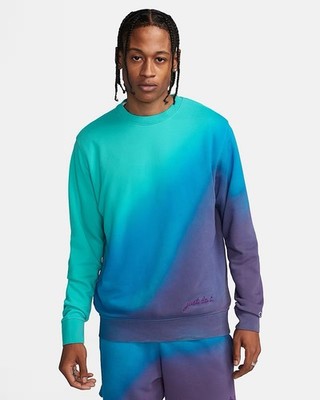 Nike French Terry Just Do It Teal Blue Purple Long Sleeve SZ S :)