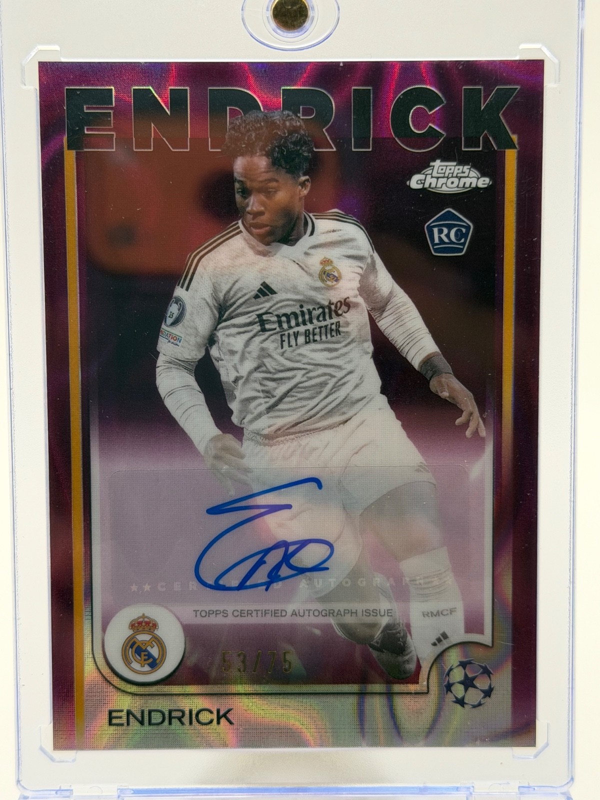 2024-25 Topps Chrome UEFA UCC Endrick RC Magenta Lava Auto /75 (N668)