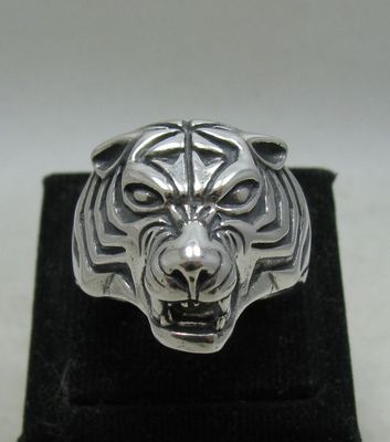 Echt Sterling Silber Biker Ring massiv 925 Tiger Handarbeit Top Qualität