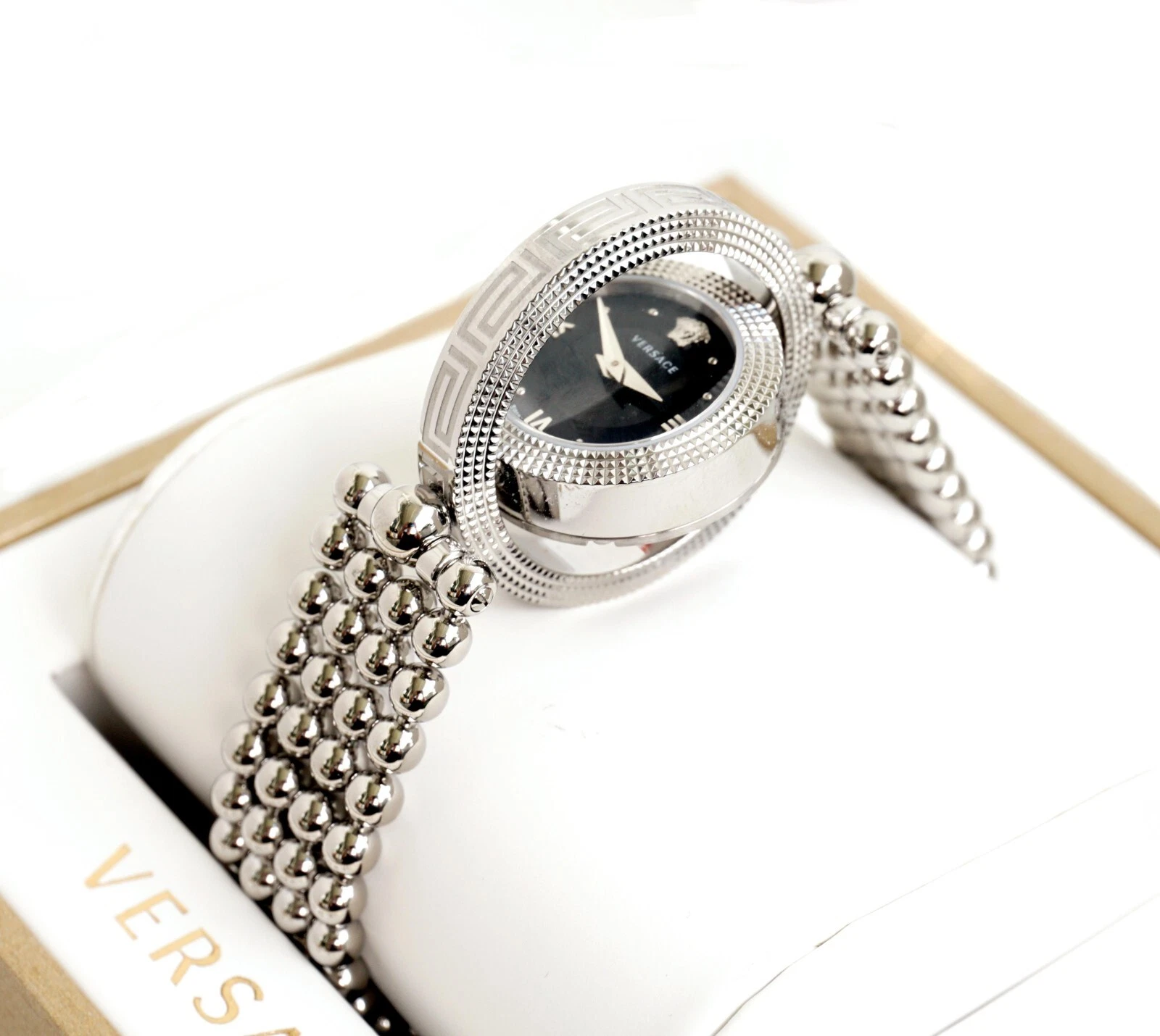 Orologio donna Versace VE7900620 EON lunetta girevole IP argento SWISS MADE nuovo