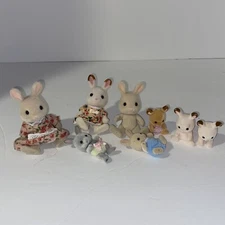 Calico Critters  Rabbit Bunny Family Lot of 8 Mixed Lot