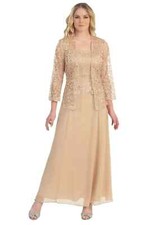 NEW FORMAL EVENING LONG GOWN MOTHER of THE BRIDE GROOM DRESS CHURCH Gold 2XL