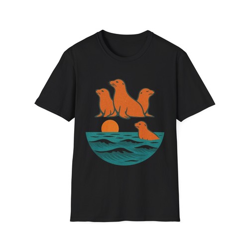 Neil the Seal Shirt Cute Ocean Animal Tee Unisex Marine Life Graphic T-Shirt - Picture 18 of 96