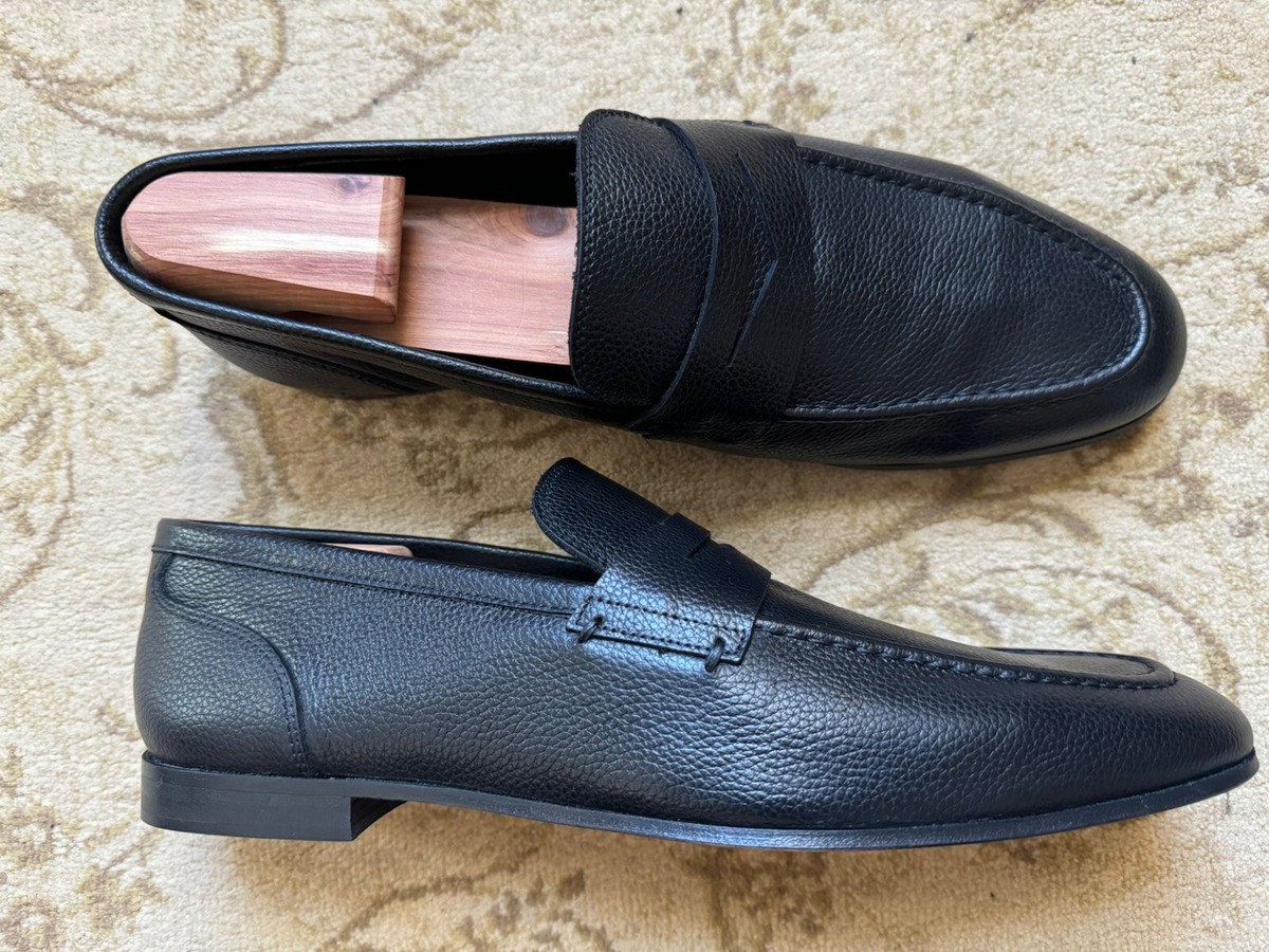TO BOOT NEW YORK “DEVILLE” Black Pebbled Penny Loafers Size  display picture 1