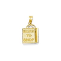 14k Yellow Gold Shopping Bag Born To Shop Charm Pendant - 12x14mm 1.02 Grams on sale 14k Yellow Gold Shopping Bag Born To Shop Charm Pendant - 12x14mm 1.02 Grams on sale