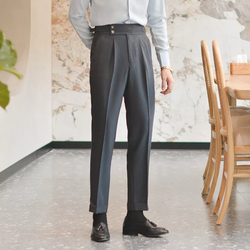 Men Straight Gurkha Business Long Trousers British Style Pants