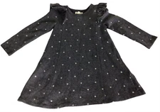 Tucker + Tate Sweatshirt Dress Sz 3 Silver Stars Long-Sleeve Ruffled A-Line Girl
