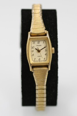 Pulsar Damen Uhr Edelstahl Gold Stretch Wasserfest Batt Beige Quarz