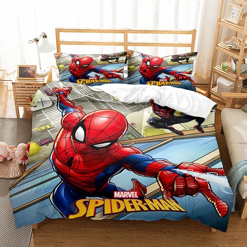 Superhero Spider Man Quilt Duvet Doona Cover Set Bedding Soft Pillow Cases Queen - Picture 28 of 34