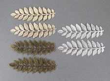 set of 2 laurel leaf metal pendant charm jewelry hair embellishment 3.5" long