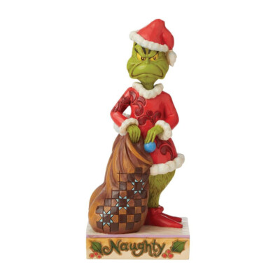 Jim Shore Two-Sided Naughty/Nice Grinch with Sack Figurine