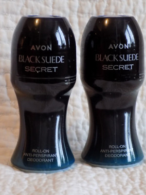 AVON 2 x BLACK SUEDE SECRET FOR HIM ROLL ON ANTITRANSPIRANT DEODORANTS je 50ml