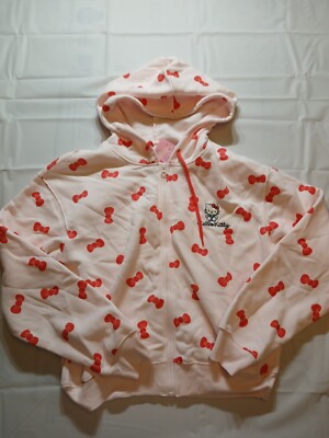 Women's Sanrio Hello Kitty Bow Zip-Up Graphic Hoodie - Pink Women's Sanrio Hello Kitty Bow Zip-Up Graphic Hoodie - Pink