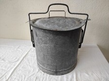 Ancienne Poubelle en galva, zinc 29cm de diamètre par 29cm de haut
