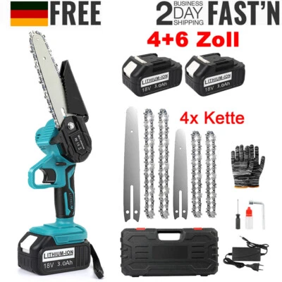 SUMEBER 4+6Zoll 21V Für 24V Makita Akku Kettensäge Mini Elektro Motorsäge Handkettensäge