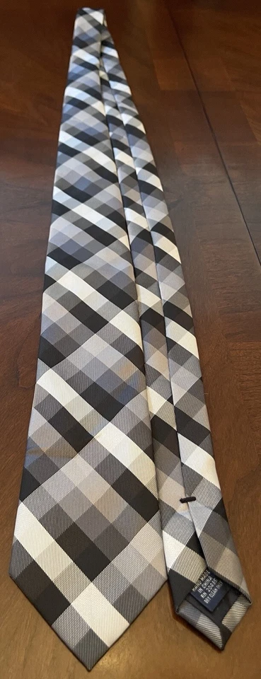 Corbata Birmania Bibas Negra Gris Hecha a Mano 100% Poliéster Hombre Hecha en China Foto 3 de 4