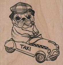 Mounted Rubber Stamp, Dog Driving Taxi, Taxi Dog, Dog Driving, Dog Lover, Dog