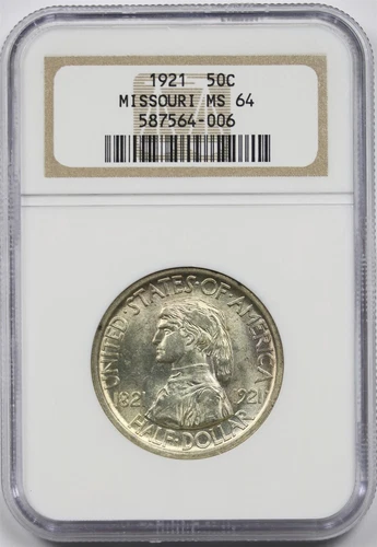 1921 Missouri 50C NGC/Old Holder MS 64 Early Silver Commemorative Half Dollar