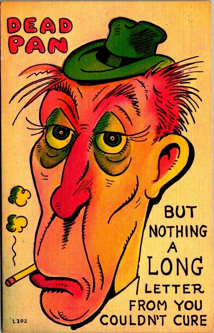 Postcard Humor Deadpan Long Face Humor 1940s